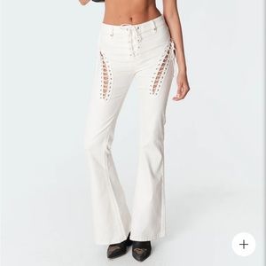 White Edikted Flare Jeans